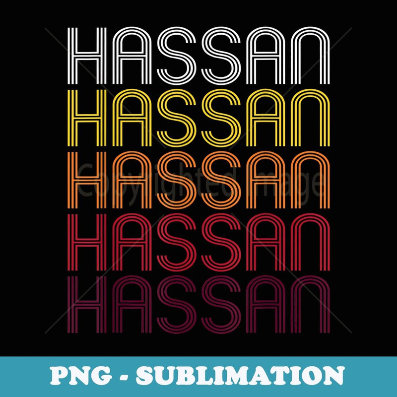 Hassan Retro Wordmark Pattern - Vintage Style - Exclusive PNG Sublimation Download