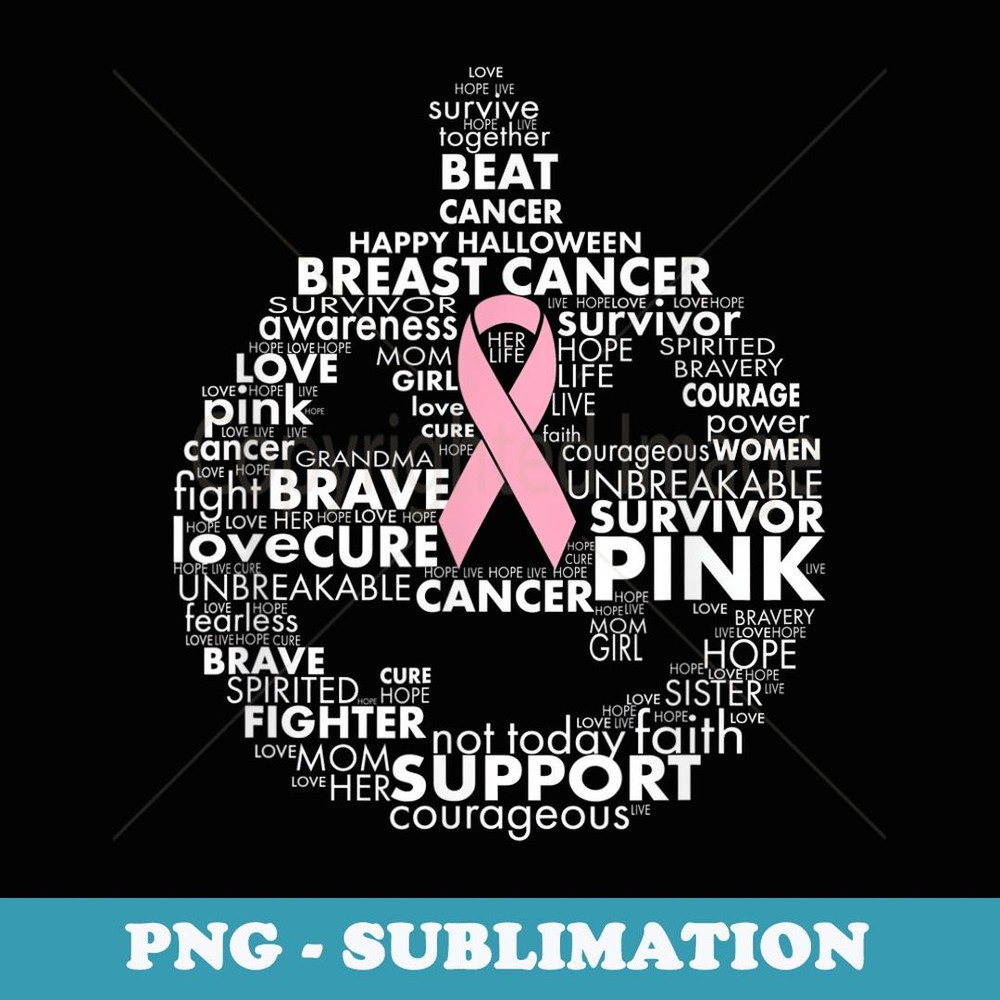 Breast Cancer Awareness Pink Ribbon Halloween Pumpkin Hope - Digital Sublimation Download File