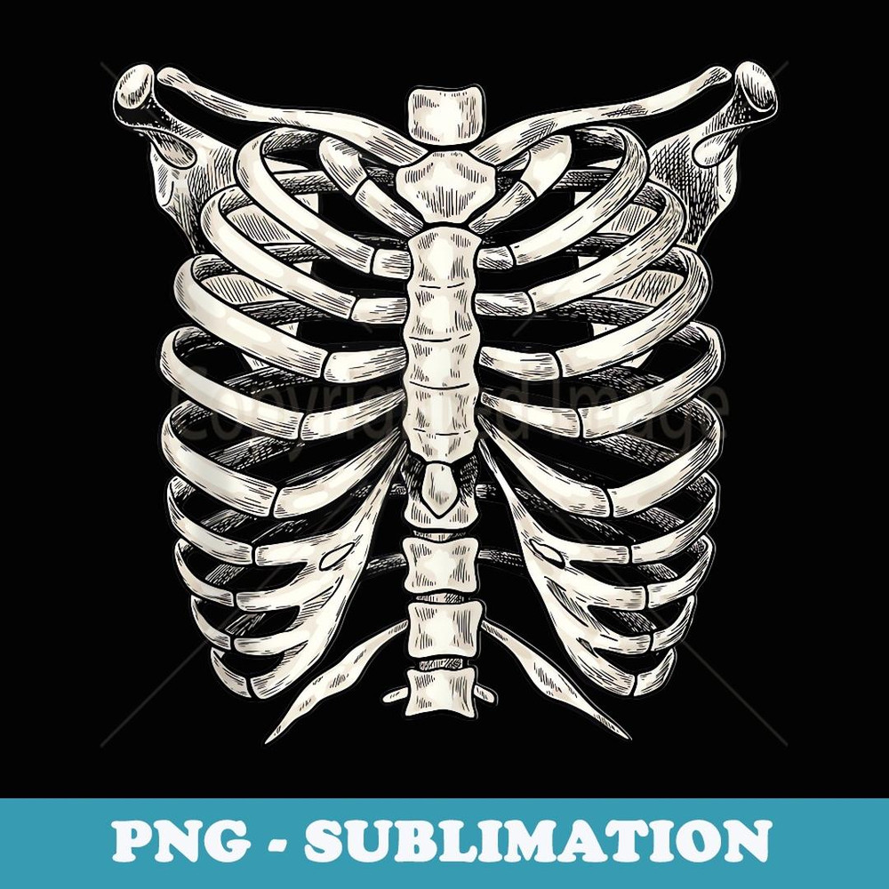Skeleton Rib Cage T Halloween Skeleton Costume - Instant PNG Sublimation Download