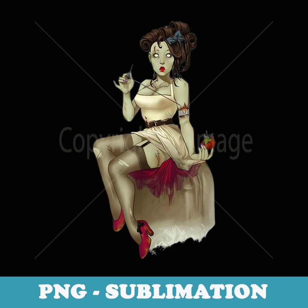 Zombie Pin Up Girl Halloween Graphic - PNG Sublimation Digital Download