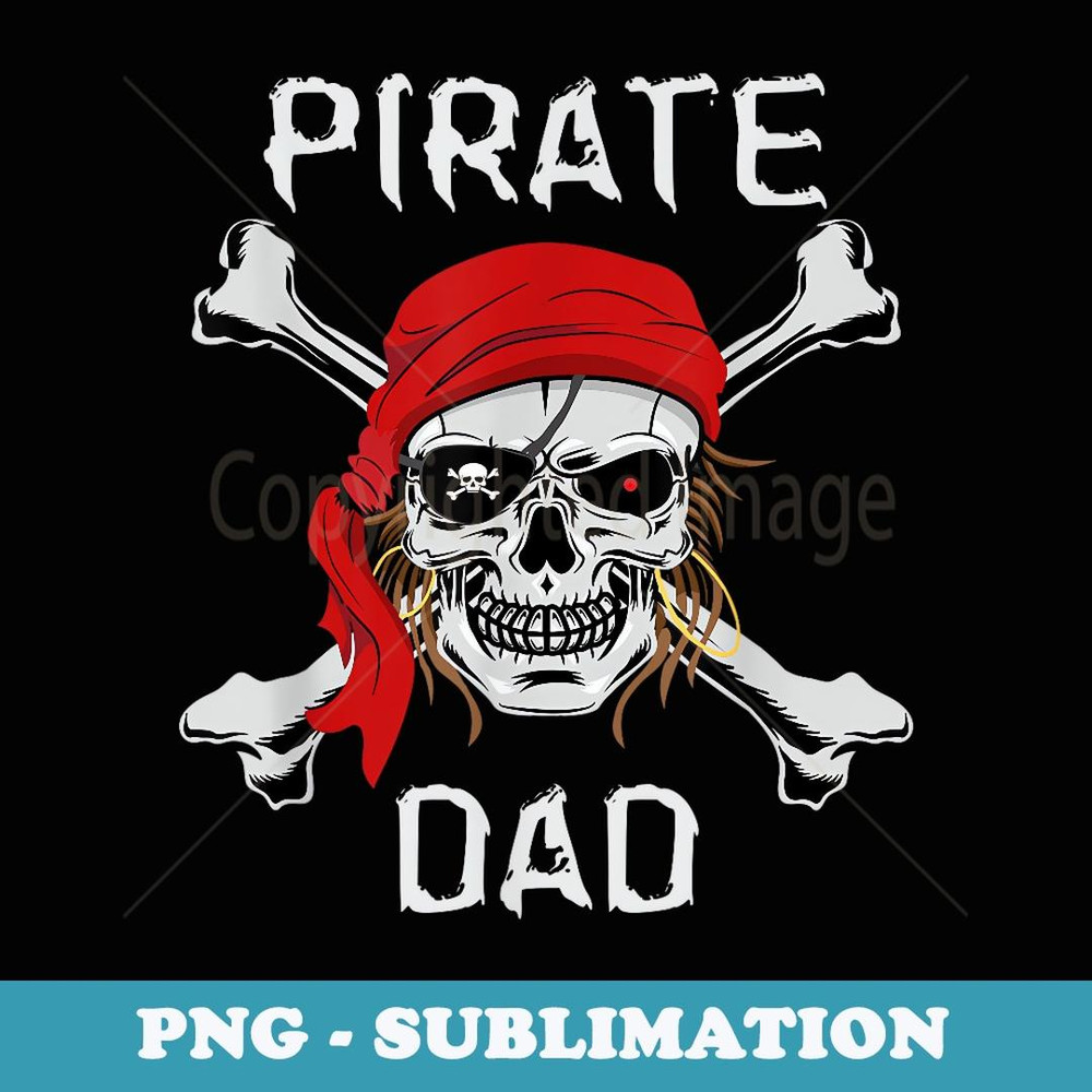 Pirate Dad Skull & Crossbones Halloween - Vintage Sublimation PNG Download