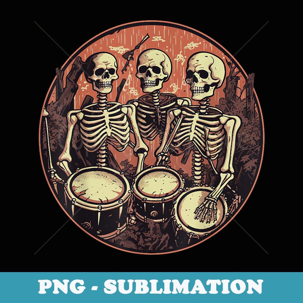 Skeleton Playing Drum Music Drumming Skeleton Halloween - High-Resolution PNG Sublimation File