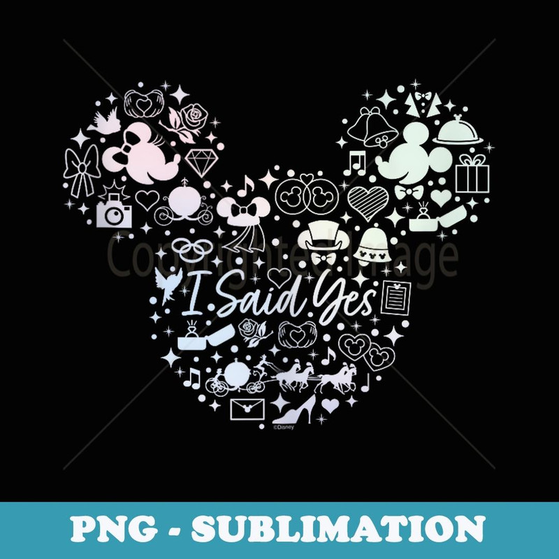 Disney I Said Yes Engagement Proposal Mickey Head Icon - Elegant Sublimation PNG Download
