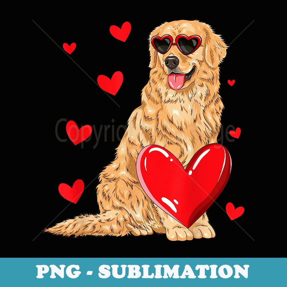 Funny Golden Retriever Heart Valentines Day Dog Lover - Decorative Sublimation PNG File