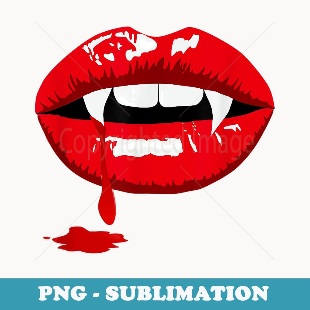 Vampire Lips Fangs Halloween - Vintage Sublimation PNG Download