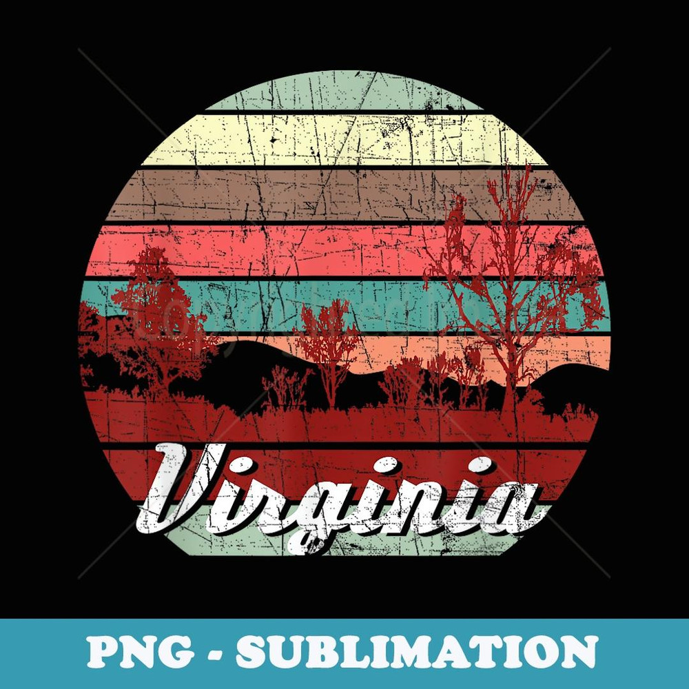 Retro Color Distressed Design Virginia Travel Camping - PNG Sublimation Digital Download