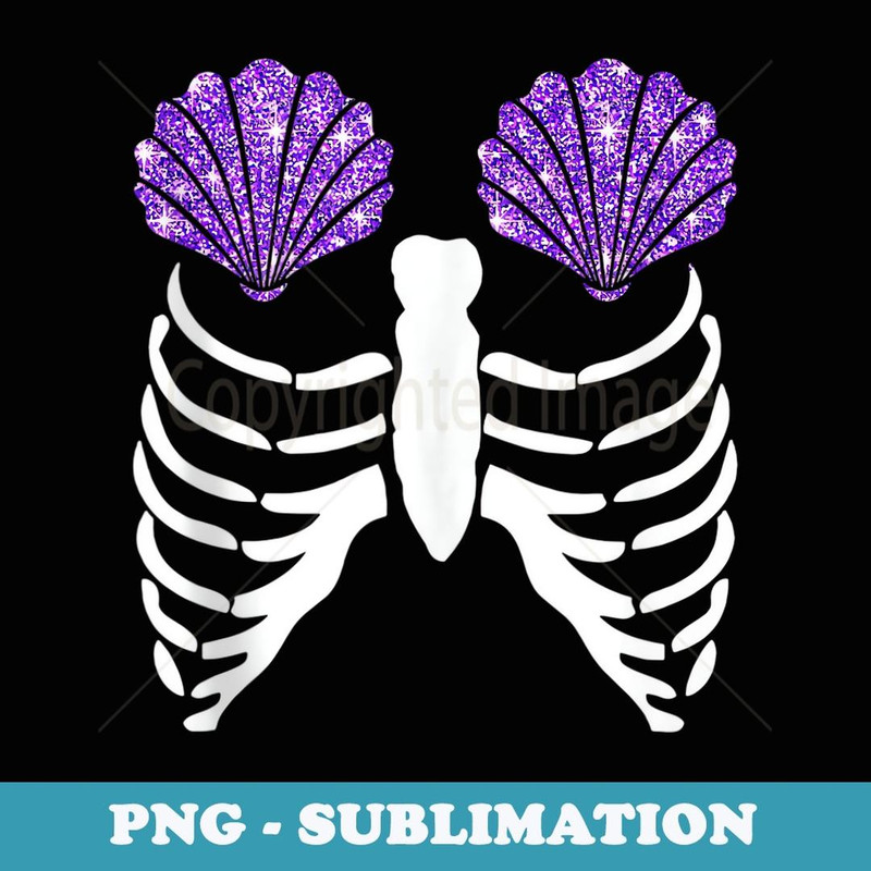 Mermaid Skeleton Sea Shell Bra Costume Halloween for - Elegant Sublimation PNG Download