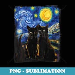 s starry night vincent van gogh famous painting black cats - sublimation digital download