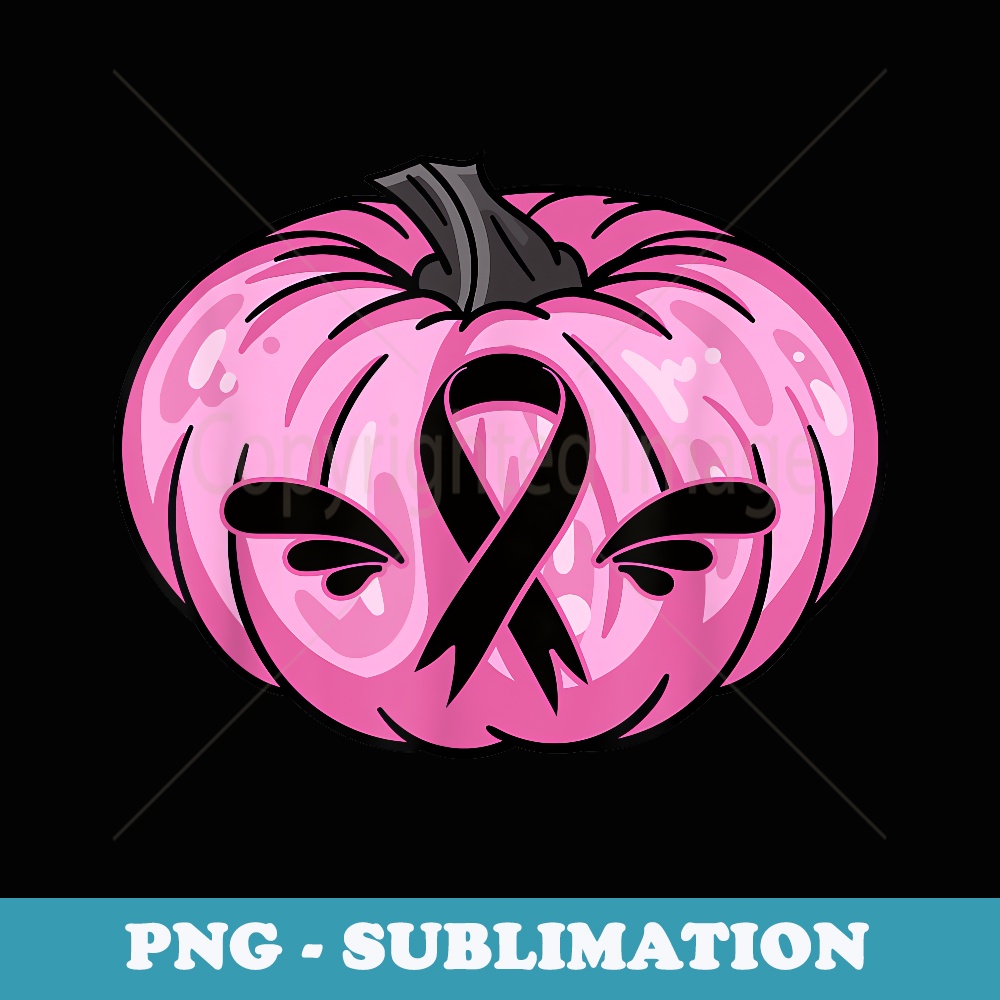 Breast Cancer Halloween Party Survivor Pumpkin Pink Ribbon - Retro PNG Sublimation Digital Download
