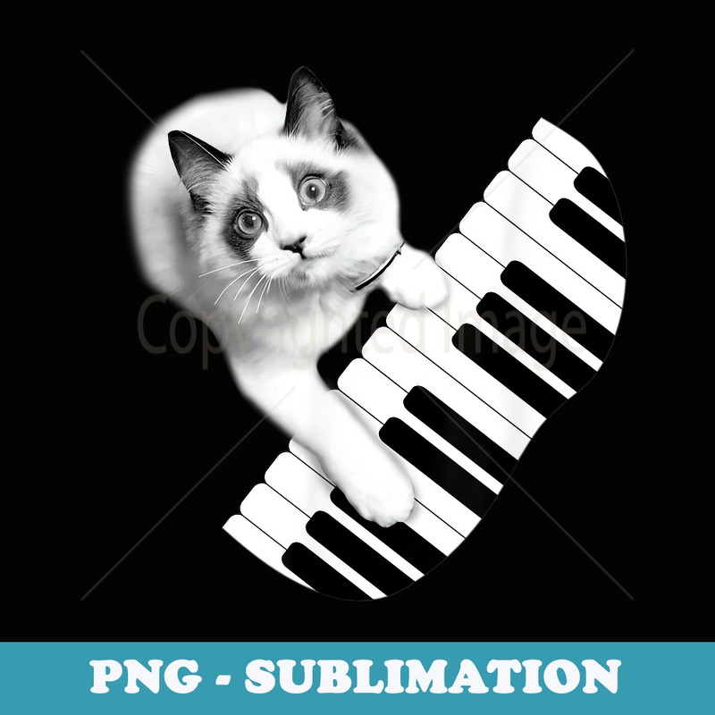 Cat - Cat Playing Piano - Sublimation PNG File