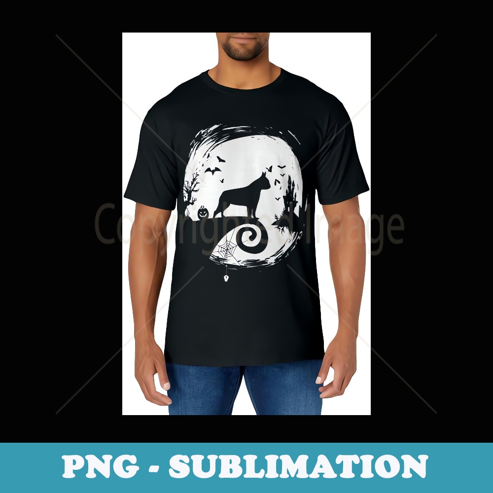 Boston Terrier Halloween Costume Bostie Moon Silhouette - Aesthetic Sublimation Digital File