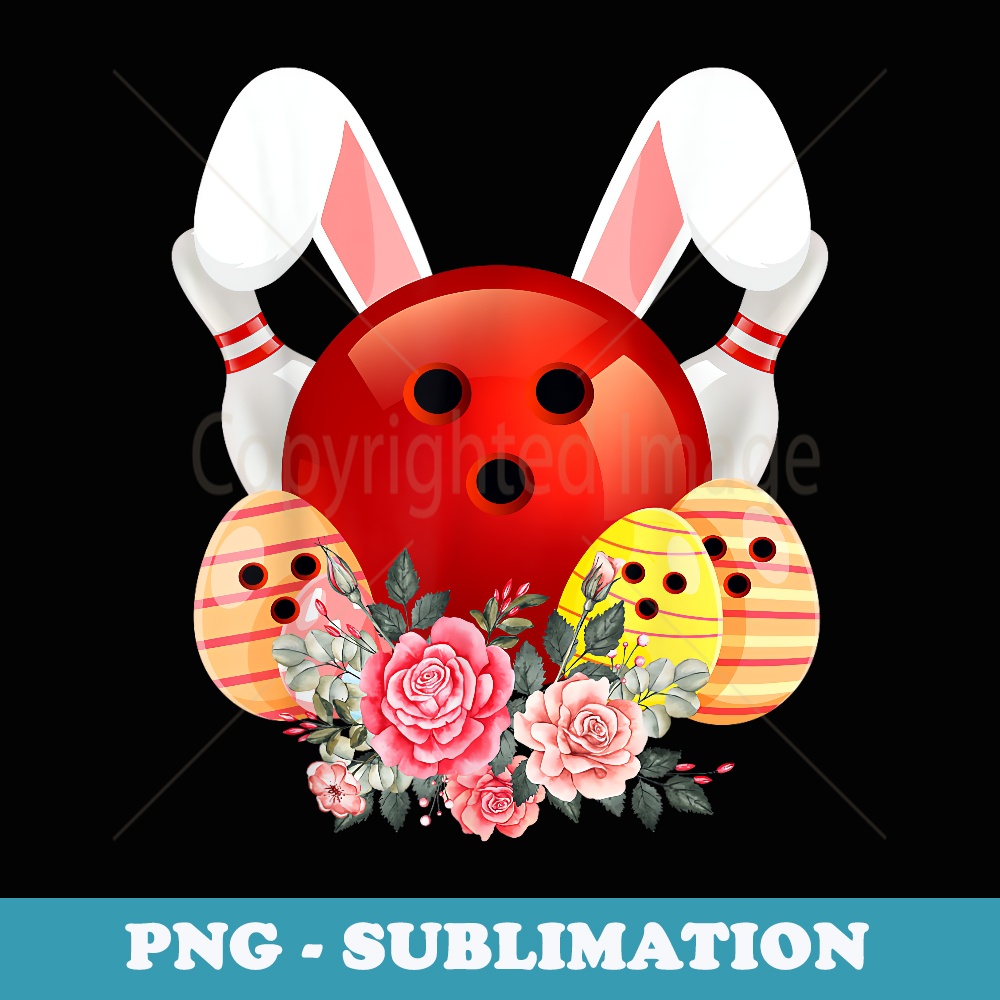 Bowling Easter Bunny Egg 2022 Rabbit Flowers Pascha Bowler - Vintage Sublimation PNG Download