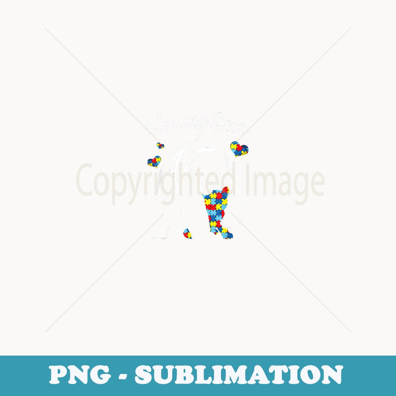 Cute Mommy Bear Autism Awareness Autistic Family Lover - Vintage Sublimation PNG Download