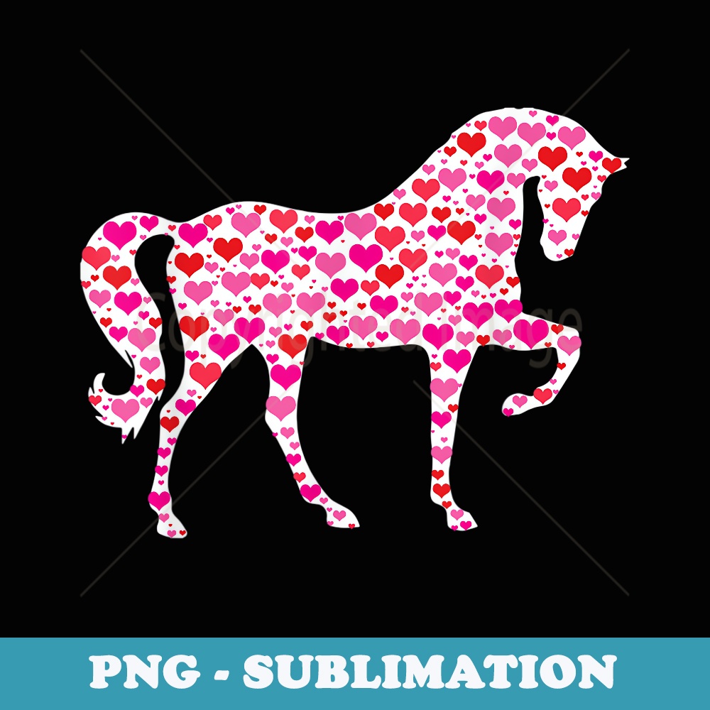 Cute Hearts Horse Funny Animals Lover Valentines Day - Vintage Sublimation PNG Download