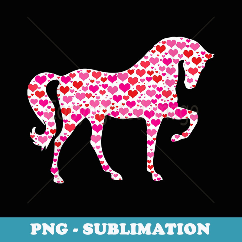 Cute Hearts Horse Funny Animals Lover Valentines Day - Vintage Sublimation PNG Download