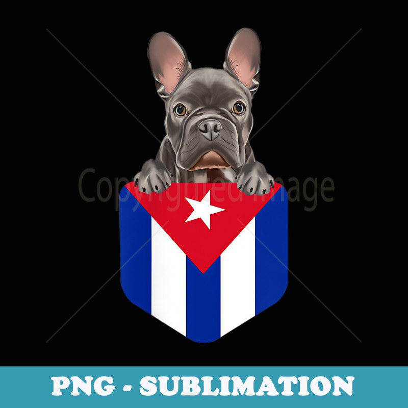 Cuba Flag French Bulldog Dog In Pocket - Vintage Sublimation PNG Download