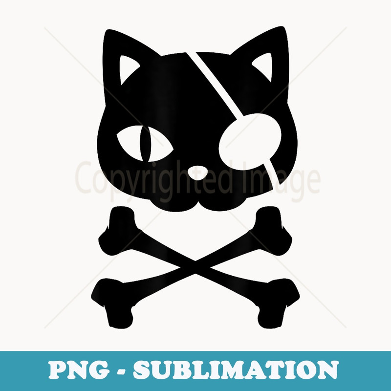Pirate Cat Kitten Halloween Skull Cross Bones Costume - Aesthetic Sublimation Digital File