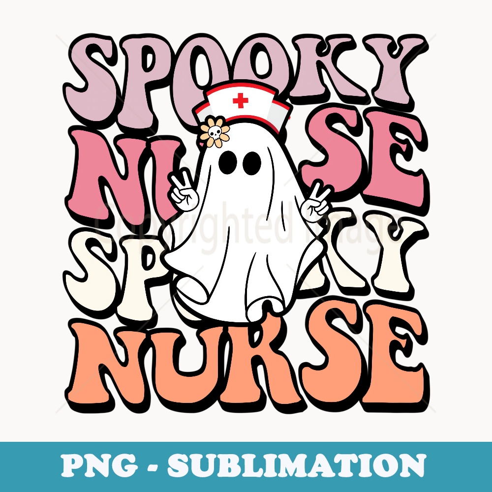 Groovy Retro Halloween Costume Spooky Nurse ER ICU RN PICU - Special Edition Sublimation PNG File
