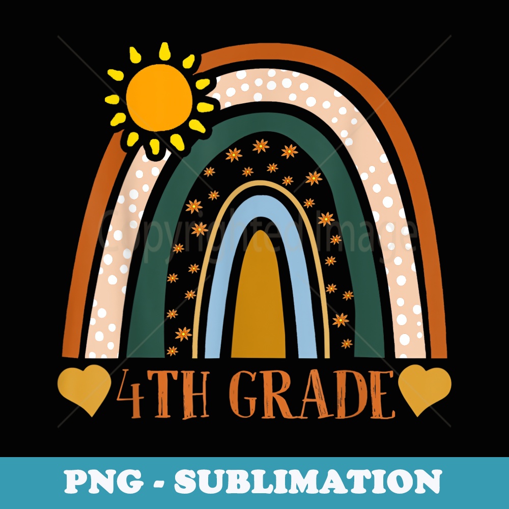 4th Fourth Grade Teacher Students Rainbow Back School - Exclusive Sublimation Digital File