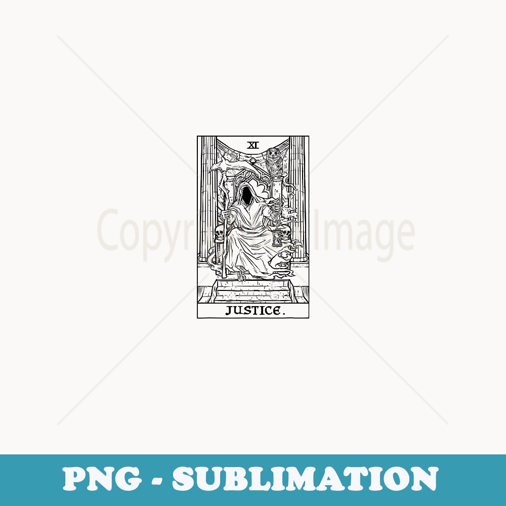 Justice Tarot Card Grim Reaper Halloween Horror Occult Goth - Signature Sublimation PNG File