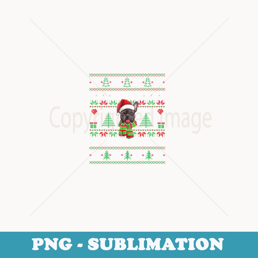 Funny Merry Frenchmas French Bulldog Christmas Ugly er - Artistic Sublimation Digital File