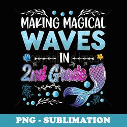 2nd grade cute mermaid girls 1st day of back to school - premium png sublimation file