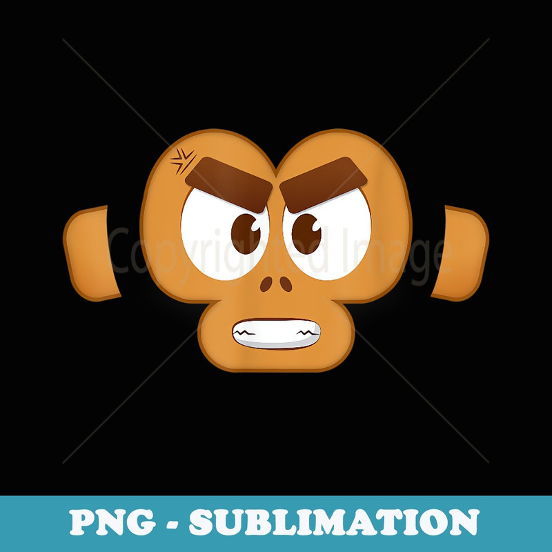 Monkey Face Angry Mad Cute Adorable Monkey Animal Character - Retro PNG Sublimation Digital Download