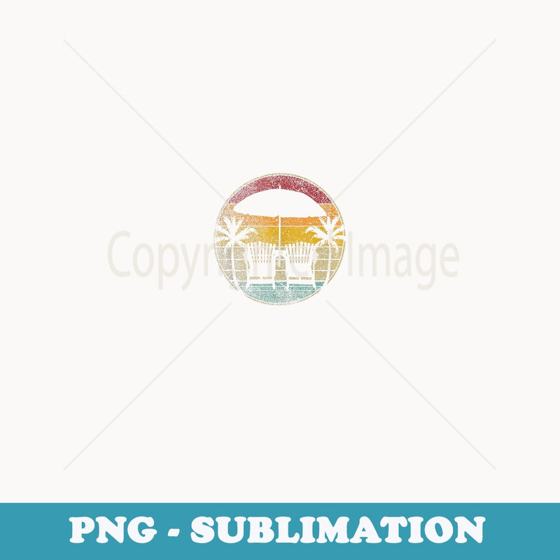 Palm Tree Sun Retro Beach Umbrella Chair Tropical - Sublimation Digital Download