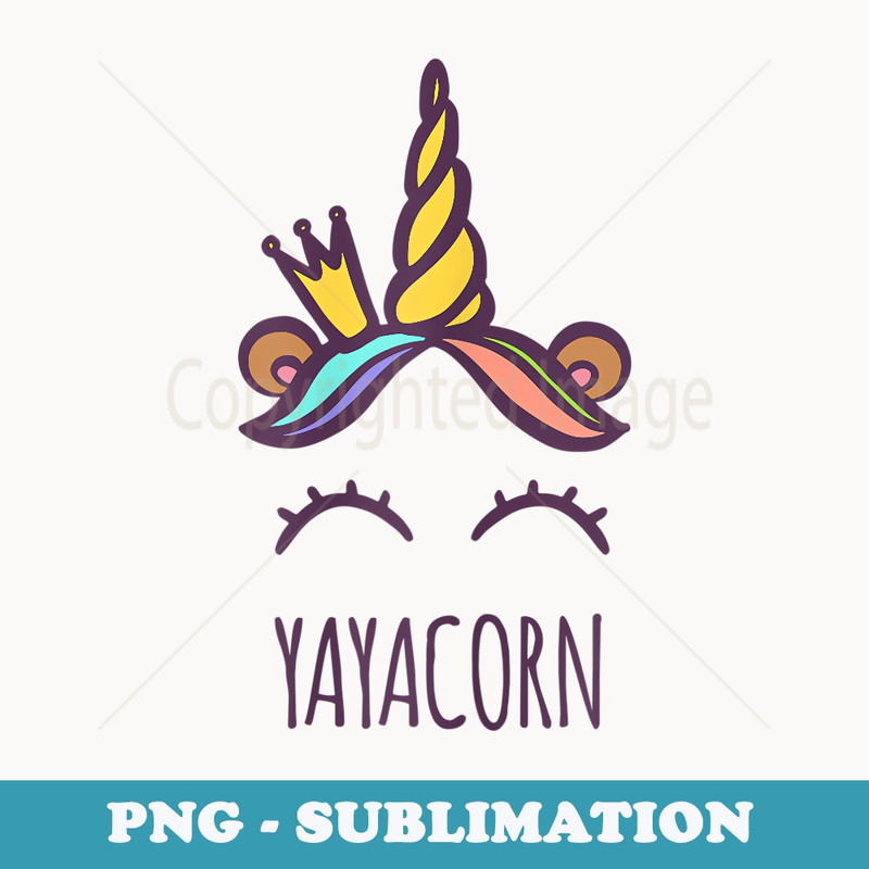 s YayaCorn Cute Unicorn Greek Yaya Grandma Grandchild Matching - Signature Sublimation PNG File