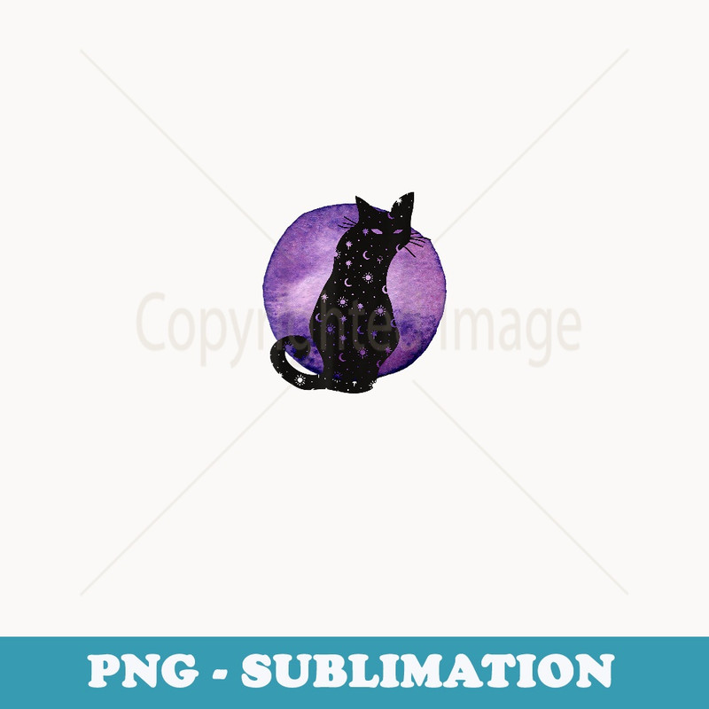 Halloween Cat Celestial Full Moon Goblincore Aesthetic Moon - PNG Sublimation Digital Download