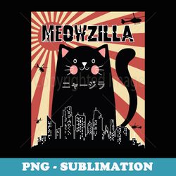 meowzilla cat kitten japanese anime sunset vintage retro - elegant sublimation png download