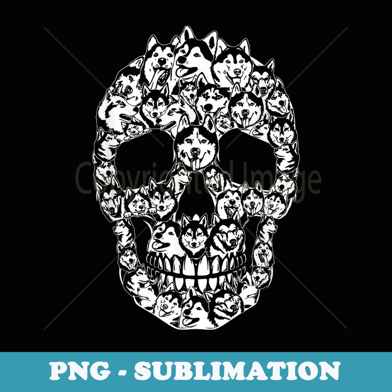Matching Family Siberian Husky Dog Skull Costume Halloween - Vintage Sublimation PNG Download