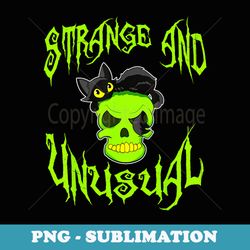 strange and unusual cat and skull halloween - modern sublimation png file