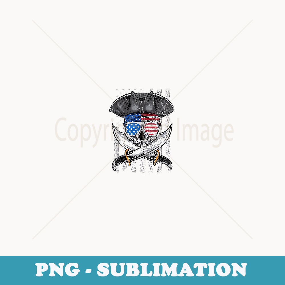 Pirate 4th of July American Flag USA America Funny Patriotic - PNG Transparent Sublimation File