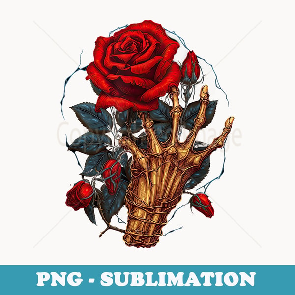 Rose Skeleton Skull Hand Red Flower rose - Exclusive PNG Sub | Inspire ...