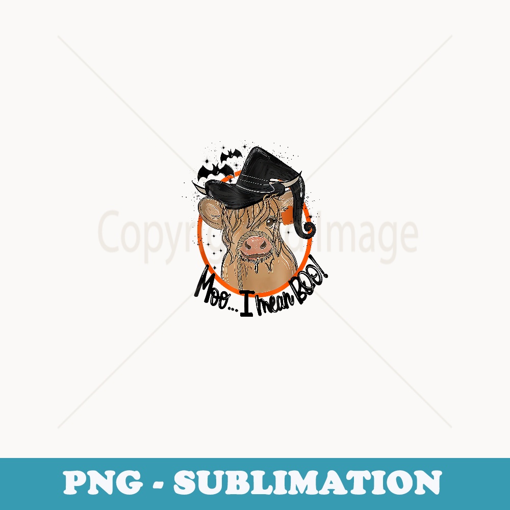 Funny Cow Witch Halloween Moo I Mean Boo - Vintage Sublimation PNG Download