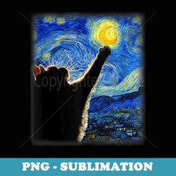 starry night cat, van gogh cat, cat lover, cat mom, cat dad - high-resolution png sublimation file