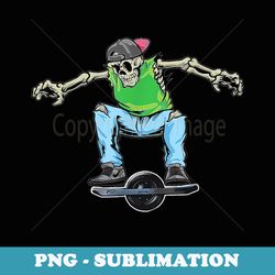 skating dabbing skeleton on onewheel skateboard - creative sublimation png download
