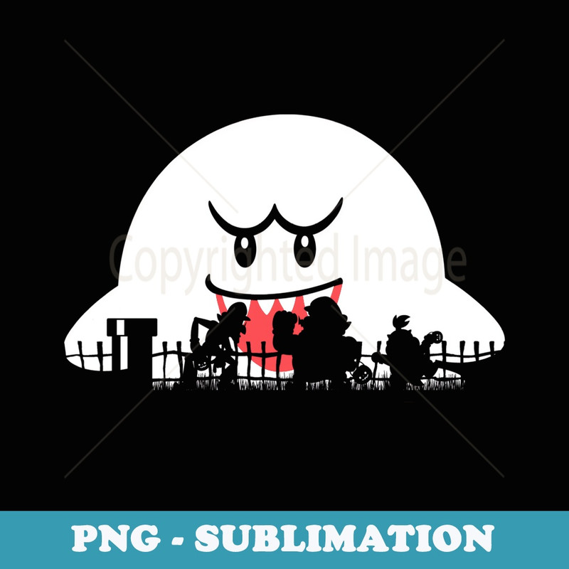 Super Mario Boo Trick Or Treat Halloween Silhouette - Trendy Sublimation Digital Download