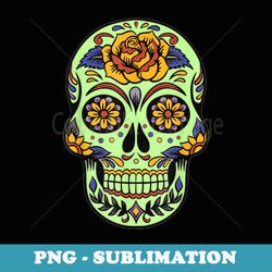 floral day of the dead green sugar skull t - professional sublimation digital download