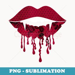 red black lace - vampire fangs drip lips gothic halloween