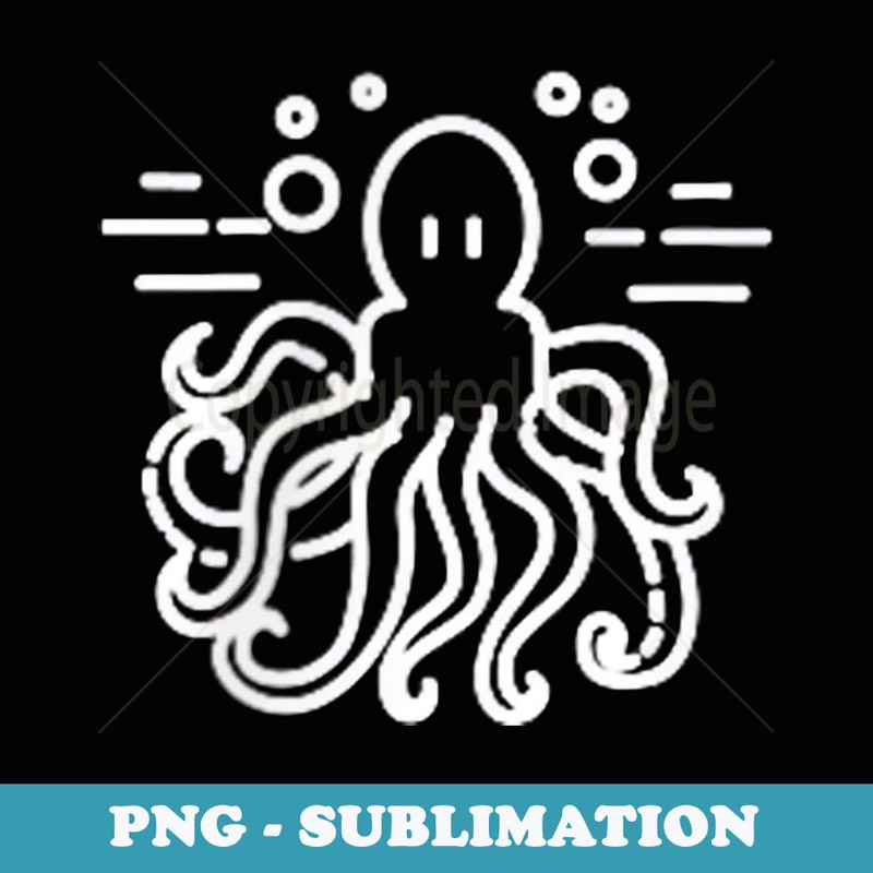Octopus Badge Patch Line Art Icon Outline - PNG Transparent Sublimation Design