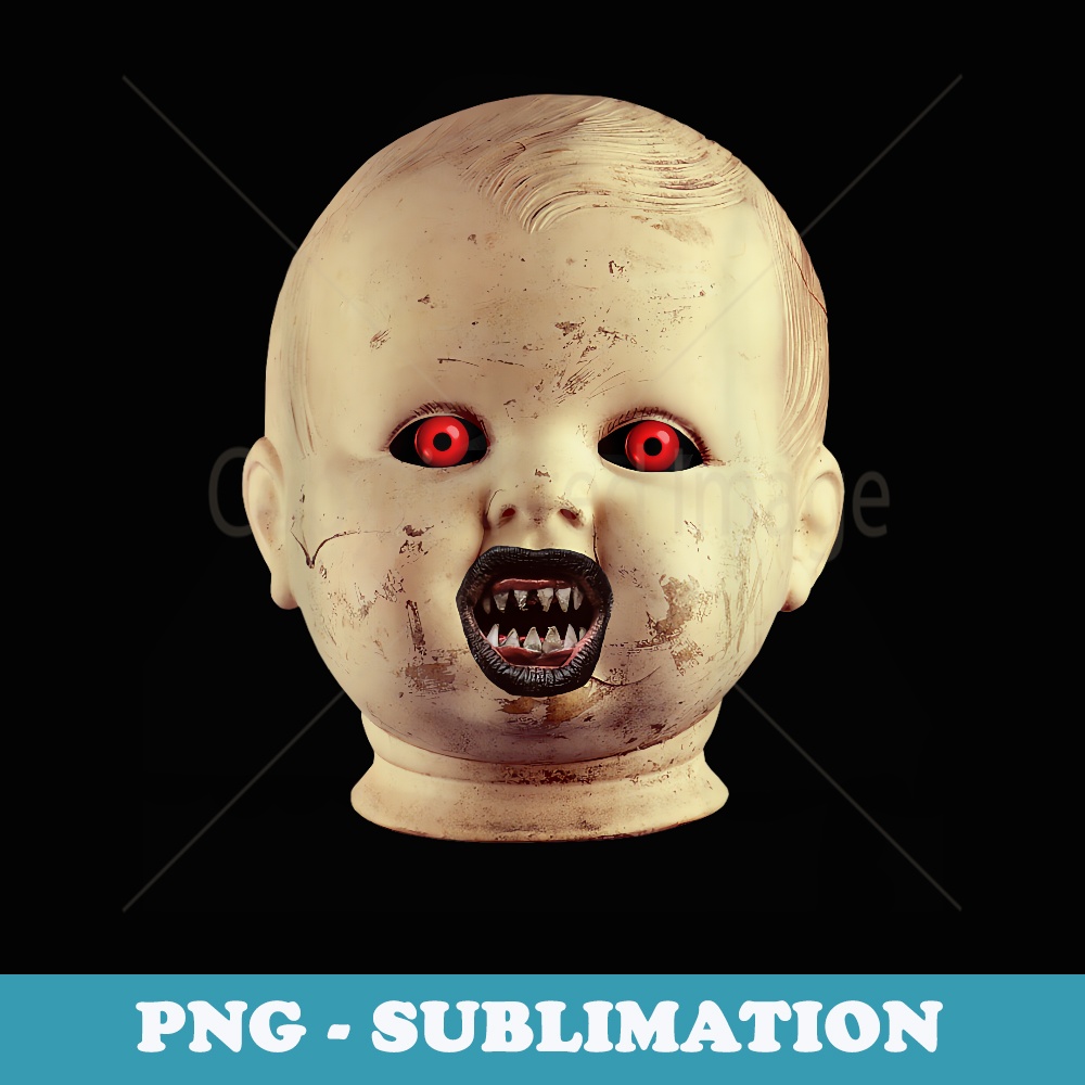 Scary Doll Head Creepy Halloween Horror Baby Costume - Sublimation PNG File