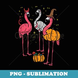 spooky flamingo trio funny halloween - retro png sublimation digital download