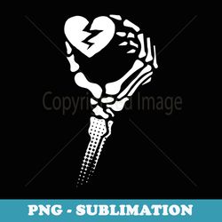 skeleton hand holding broken heart - digital sublimation download file