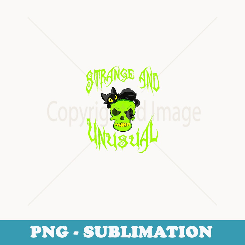 Strange and Unusual Cat and skull Halloween - Artistic Sublimation Digital File