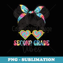 2nd grade vibes messy hair bun girl back to school first day - png transparent sublimation design