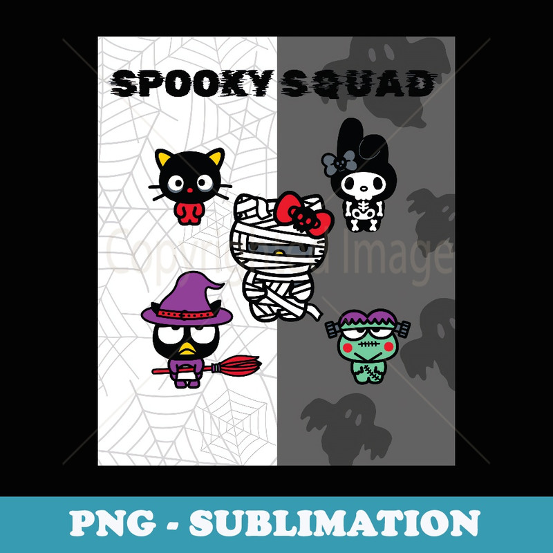 Spooky Squad ft. Sanrio Characters Halloween Hello Kitty - Unique Sublimation PNG Download