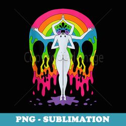 psychedelic art colorful dripping rainbow skull trippy - instant png sublimation download