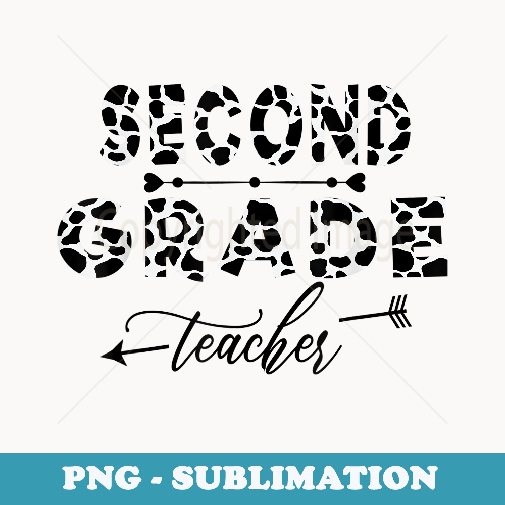 Cow Print Skin Pattern 2nd Grade Teacher 1st Day Of School - Retro PNG Sublimation Digital Download